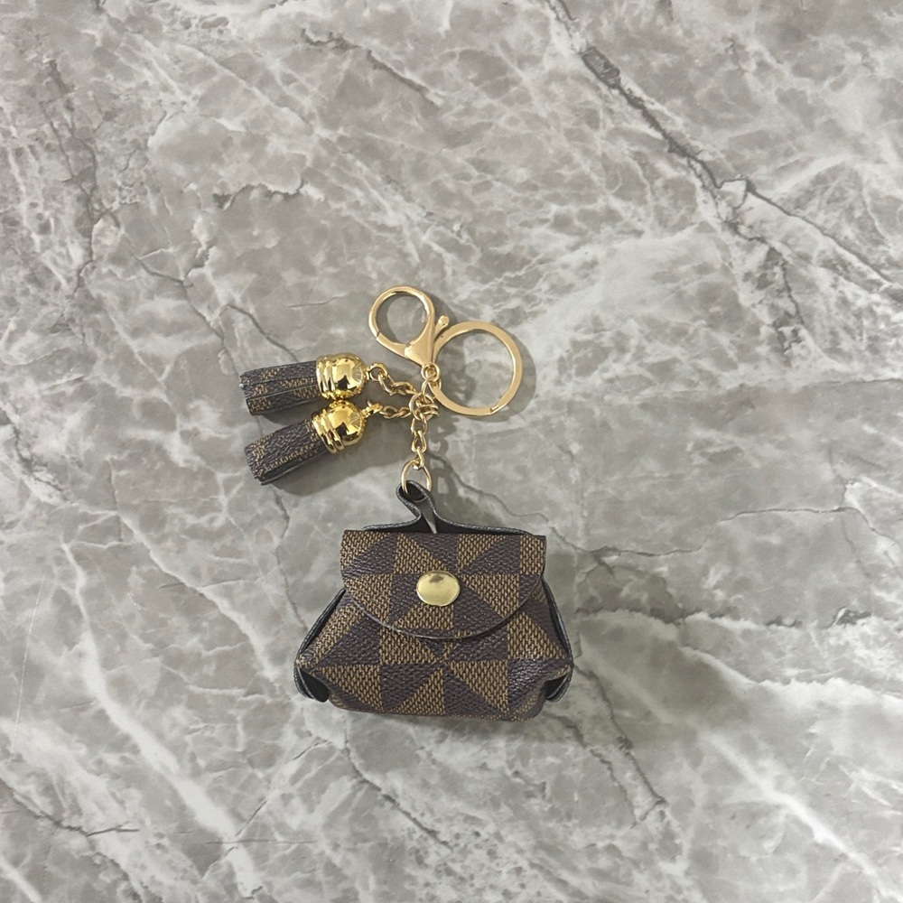 Elegant Brown Keychain with Gold Accents
